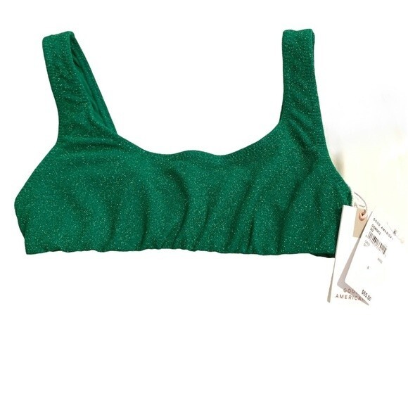 NWT Good American Summer Green sparkly green bikini top. Size 0 (X-Small) - Picture 3 of 8